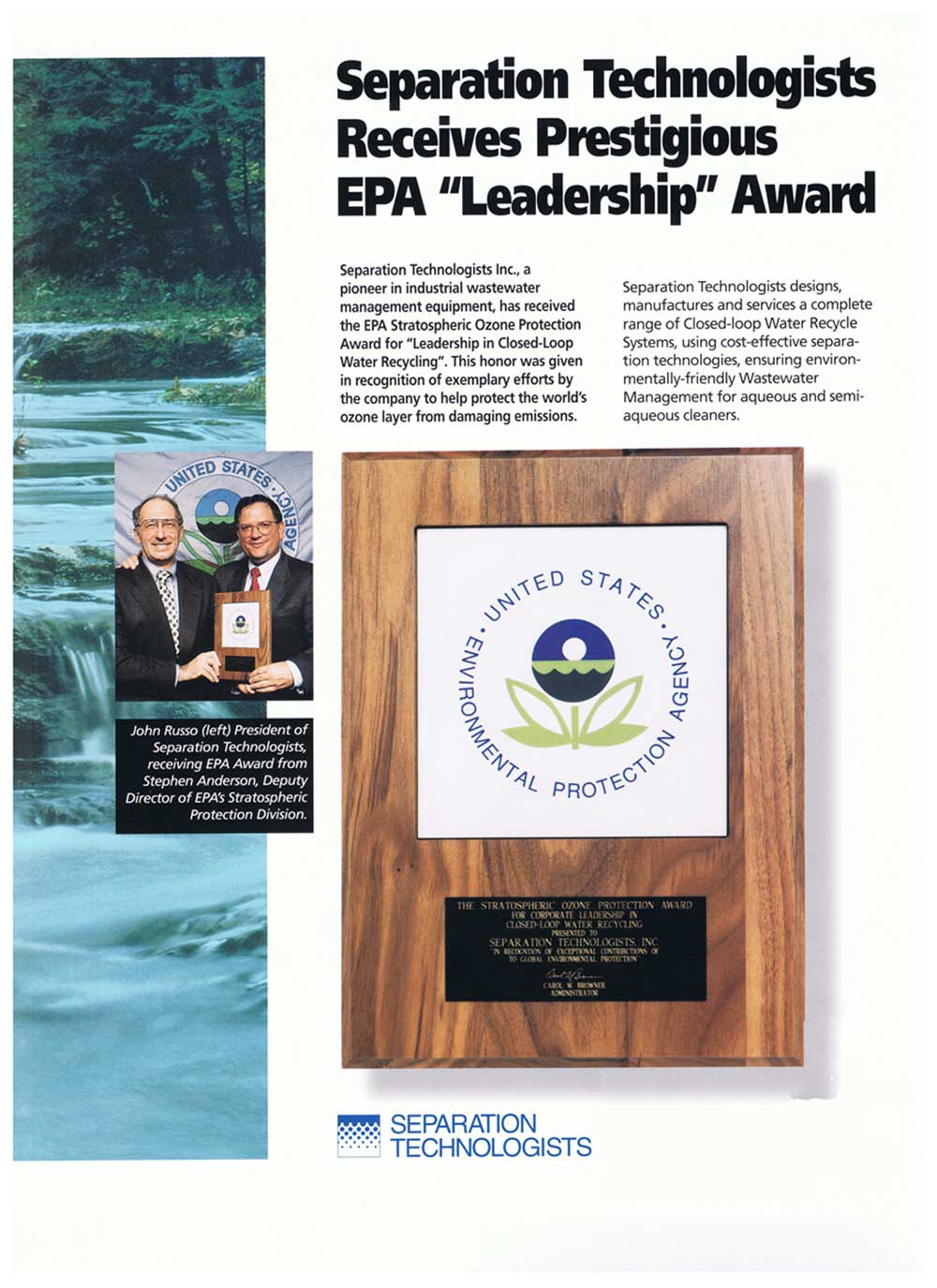 Separation Technologists, Inc. EPA Award
